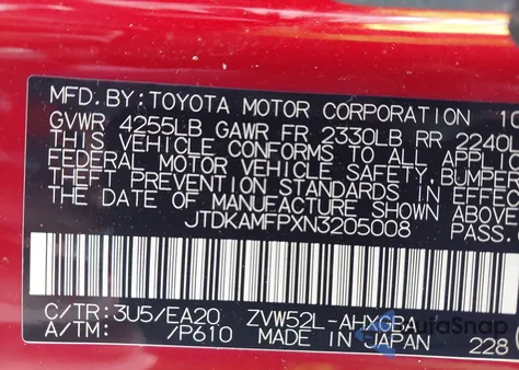 2022 Toyota Prius Prime Xle from USA, damaged, VIN JTDKAMFPXN3205008